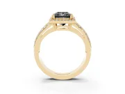 Princess Cut Halo Engagement Ring Setting for a Black Center | Pavé Split Shank | Yellow Gold