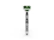 Asscher Cut Vintage Engagement Ring Setting for a Fancy Green Lab-Grown Diamond | Sterling Silver - Design NV-24472