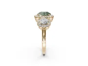 Round Three Stone Halo Engagement Ring Setting for a Fancy Green Lab-Grown Diamond | Yellow Gold