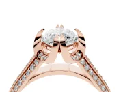 Marquise Cut Diamond Pavé Split Shank Solitaire Ring Set in Rose gold with Prong Setting