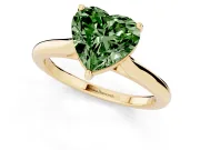 Heart-Shaped Cathedral Engagement Ring Setting for a Fancy Green Lab-Grown Diamond | Yellow Gold