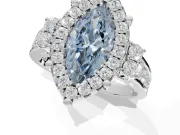 Marquise Halo Engagement Ring Setting for a Fancy Blue Lab-Grown Diamond | Side Clusters | Platinum