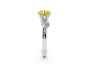 Round Leaf Solitaire Engagement Ring Setting for a Fancy Yellow Lab-Grown Diamond | Sterling Silver