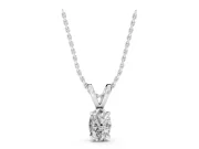 Oval Lab-Grown Diamond Solitaire Pendant Necklace | Split V Bail | White Gold