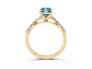 Cushion Cut Baguette Side Stone Engagement Ring Setting for a Fancy Blue Lab-Grown Diamond | Yellow Gold
