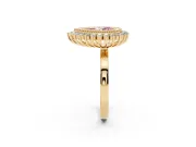 Pear-Shaped Bezel Halo Engagement Ring Setting for a Fancy Pink Lab-Grown Diamond | Yellow Gold