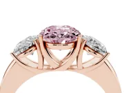 Oval Three Stone Engagement Ring Setting for a Fancy Pink Lab-Grown Diamond | Matching Side Stones | Rose Gold