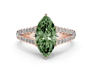 Marquise Graduated Split Shank Engagement Ring Setting for a Fancy Green Lab-Grown Diamond | Rose Gold