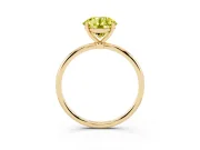 Fancy Yellow Round Cut Diamond Solitaire Engagement Ring Set in Yellow gold with Thin Band and Prong Setting