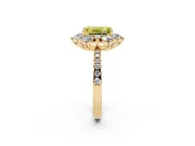 Emerald Cut Star Floral Halo Engagement Ring Setting for a Fancy Yellow Lab-Grown Diamond | Yellow Gold