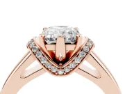 Radiant Cut Pavé Collar Solitaire Engagement Ring Setting | Wide Polished Band | Rose Gold