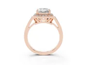 Princess Cut Halo Engagement Ring Setting | Polished Halo Rim | Rose Gold