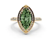 Marquise Sectioned Halo Engagement Ring Setting for a Fancy Green Lab-Grown Diamond | Yellow Gold