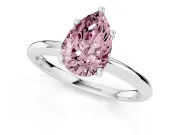 Fancy Pink Pear Cut Diamond Solitaire Engagement Ring Set in Silver with Prong Setting and Polished Band