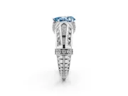 Fancy Blue Pear Cut Diamond Vintage-Inspired Milgrain Ring Set in Platinum with Accent Split Shank