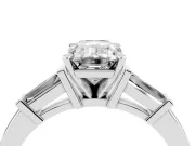 Emerald Cut Diamond Solitaire Ring Set in Platinum with Tapered Baguette Accents and Prong Setting