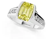 Emerald Cut Half Bezel Engagement Ring Setting for a Fancy Yellow Lab-Grown Diamond | Platinum