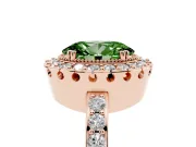 Oval Vintage Milgrain Halo Engagement Ring Setting for a Fancy Green Lab-Grown Diamond | Pierced Gallery | Rose Gold
