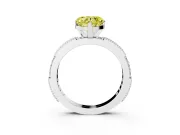 Fancy Yellow Heart Cut Diamond Solitaire Ring Set in Silver with Slim Pavé Band and Prong Setting