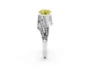 Round Bypass Hidden Halo Engagement Ring Setting for a Fancy Yellow Lab-Grown Diamond | Graduated Pavé | White Gold
