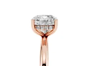 Cushion Cut Diamond Solitaire Engagement Ring Set in Rose gold with Prong Setting and Polished Band