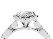 Heart-Shaped Twisted Halo Engagement Ring Setting | Pavé and Plain Strands | White Gold