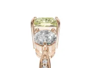 Princess Cut Three Stone Engagement Ring Setting for a Fancy Yellow Lab-Grown Diamond | Tapered Pave Band | Rose Gold