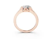 Heart-Shaped Scalloped Petal Halo Engagement Ring Setting | Plain Band | Rose Gold