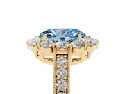 Oval Vintage Halo Engagement Ring Setting for a Fancy Blue Lab-Grown Diamond | Yellow Gold