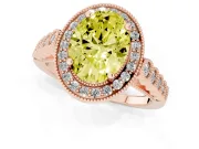 Oval Milgrain Halo Engagement Ring Setting for a Fancy Yellow Lab-Grown Diamond | Graduated Bezel Accents | Rose Gold