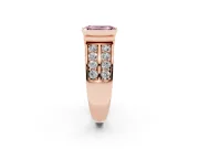 Emerald Cut Half Bezel Engagement Ring Setting for a Fancy Pink Lab-Grown Diamond | Double Row Channel Band | Rose Gold