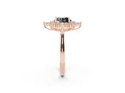 Round Cluster Halo Engagement Ring Setting for a Black Center | Rose Gold