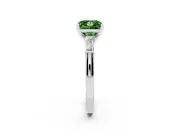 Fancy Green Princess Cut Diamond Solitaire Ring Set in White gold with Tapered Baguette Side Stones and Prong Setting