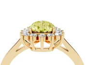 Pear-Shaped Scalloped Halo Engagement Ring Setting for a Fancy Yellow Lab-Grown Diamond | Flat Plain Band | Yellow Gold