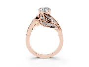 Round Bypass Hidden Halo Engagement Ring Setting | Graduated Pavé | Rose Gold