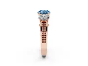 Round Engagement Ring Setting for a Fancy Blue Lab-Grown Diamond | Three Stone | Rose Gold