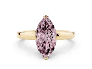 Fancy Pink Marquise Cut Diamond Solitaire Ring Set in Yellow gold with Prong Head and Smooth Polished Band