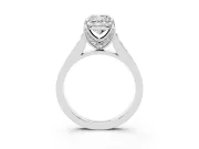 Cushion Cut Diamond Solitaire Pavé Engagement Ring Set in Silver with Prong Setting