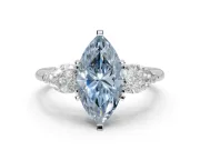 Marquise 3-Stone Engagement Ring Setting for a Fancy Blue Lab-Grown Diamond | Sterling Silver
