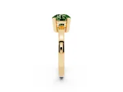 Fancy Green Round Cut Diamond Solitaire Ring Set in Yellow gold with Prong Head and Smooth Polished Band