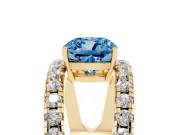 Cushion Cut Pavé Engagement Ring Setting for a Fancy Blue Lab-Grown Diamond | Yellow Gold - Design NV-24679