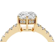 Cushion Cut Hidden Halo Solitaire Engagement Ring Setting | Shared Prong Band | Yellow Gold