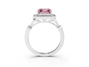 Asscher Cut Halo Engagement Ring Setting for a Fancy Pink Lab-Grown Diamond | Bezel Station Shoulders | White Gold