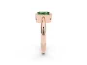 Fancy Green Emerald Cut Diamond Halo Engagement Ring Set in Rose gold with Plain Split Shank and Prong Setting