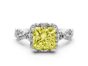 Princess Cut Halo Engagement Ring Setting for a Fancy Yellow Lab-Grown Diamond | Sterling Silver - Design NV-24725