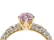 Marquise Multi Row Pave Engagement Ring Setting for a Fancy Pink Lab-Grown Diamond | Yellow Gold