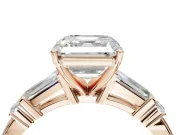 Asscher Cut Tapered Baguette Engagement Ring Setting | Bar Set Sides | Rose Gold