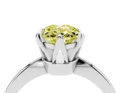 Fancy Yellow Oval Cut Diamond Solitaire Engagement Ring Set in Platinum with Slim Tapered Solitaire Band
