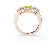 Round Three Stone Engagement Ring Setting for a Fancy Yellow Lab-Grown Diamond | Large Round Side Stones | Rose Gold