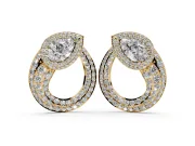 Pear-Shaped Lab-Grown Diamond Double Halo Open Teardrop Stud Earrings | Pavé Loop | Yellow Gold